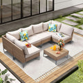 Seven Piece Wicker Patio Furniture Set with Cushions