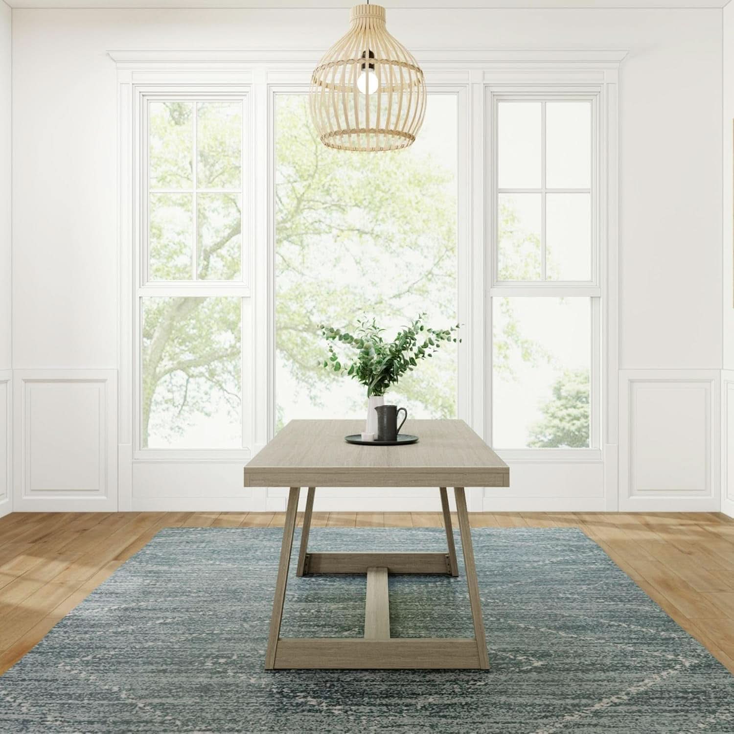 72 Inch Farmhouse Solid Wood Dining Table Rectangular Kitchen Table-2
