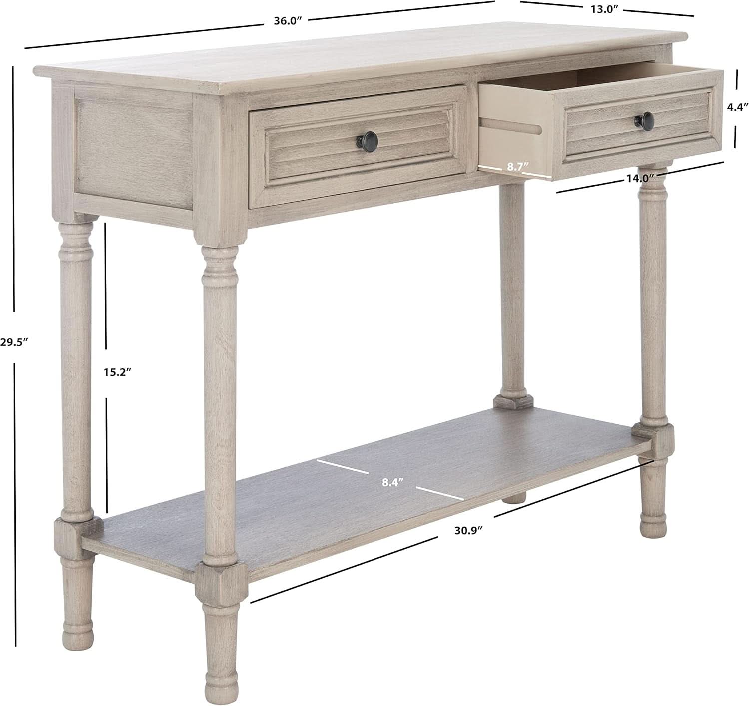 Greige Console Table With Two Drawers