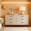 Socalle 59 Inch Beige 6 Drawer Dresser Engineered Wood-0