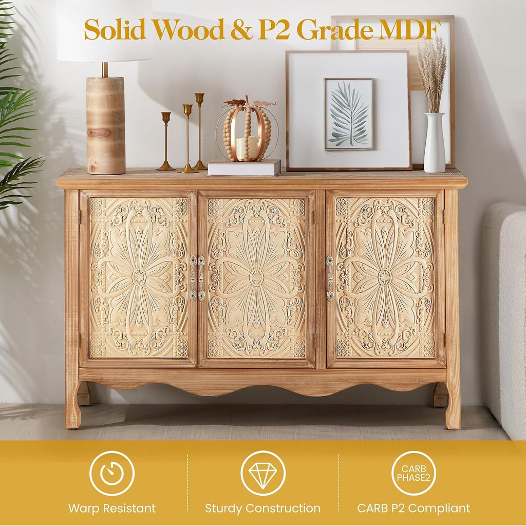49 Inch Handcrafted Weathered Oak Sideboard Cabinet-3