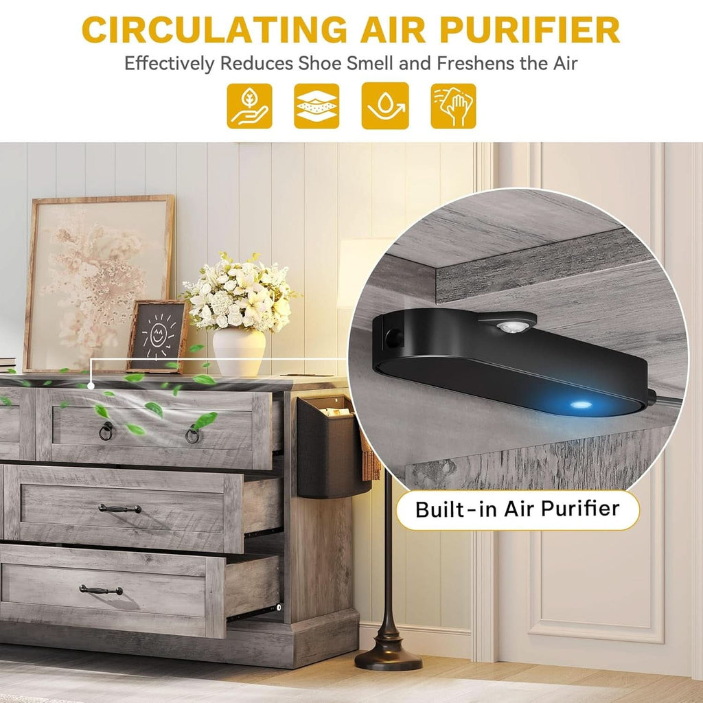Grey Farmhouse 6 Drawer Dresser 59 Inch Wide With Air Purifier-2