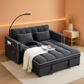 Velvet Charcoal Gray Adjustable Convertible Sleeper Sofa-0