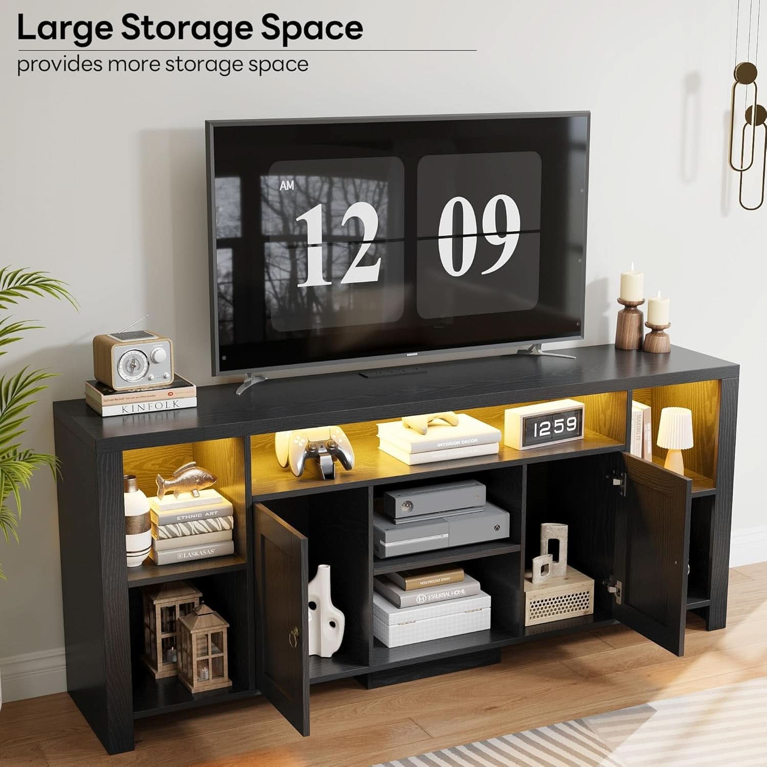 Eighty Inch TV Stand With Integrated LED Entertainment-3