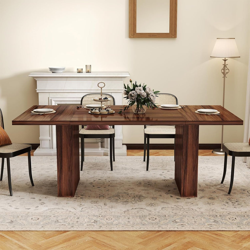 78Inch Walnut Rectangular Dining Table Waterproof Finish
