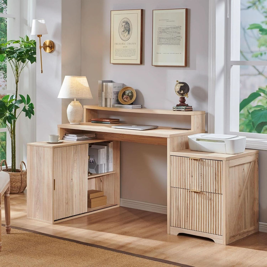 67-Inch L-Shaped Desk With Integrated Power Outlets-2