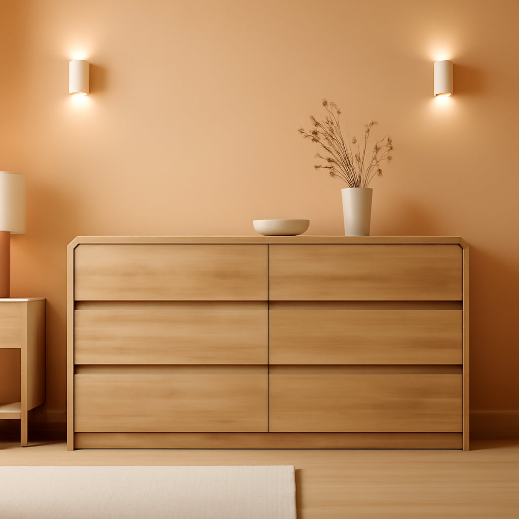 Sixty Three Inch Nine Drawer Dresser For Bedroom Organization