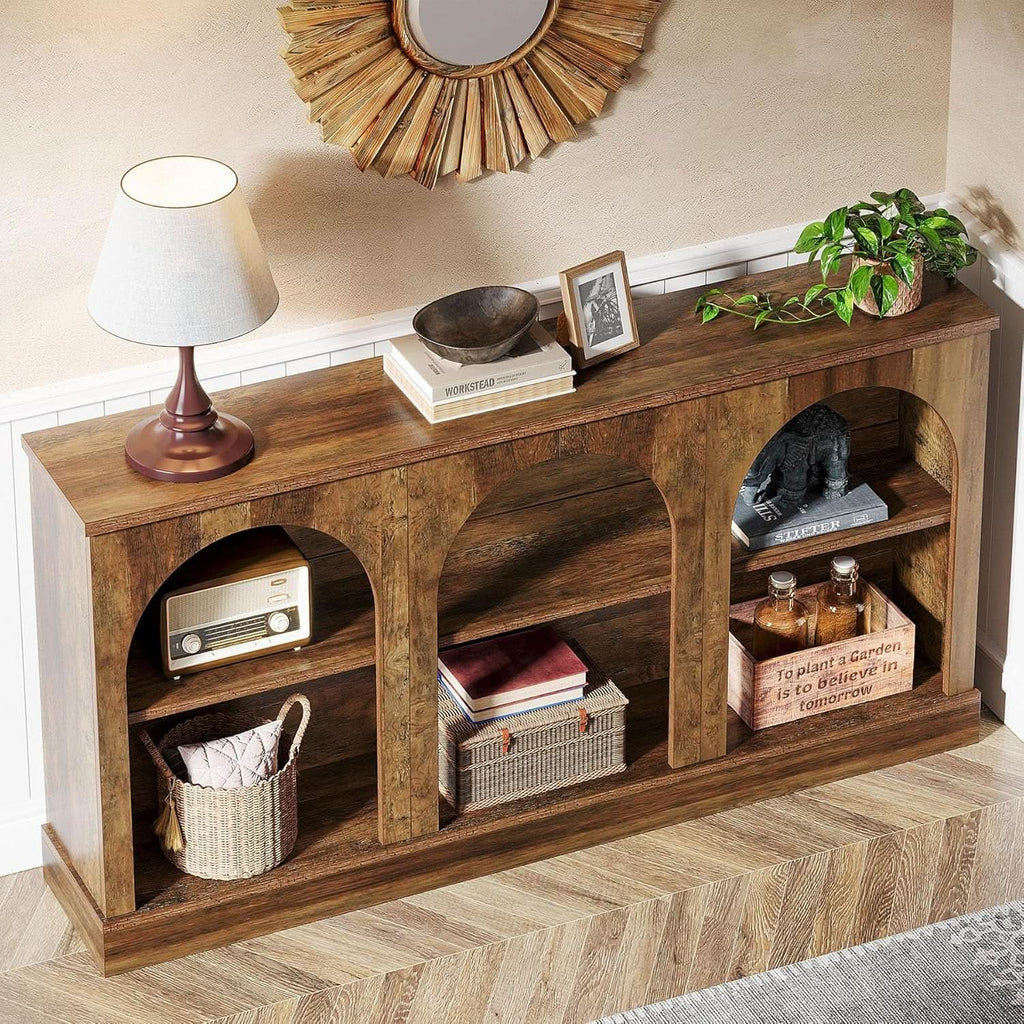 63 Inch Console Table Three Tier Storage for Entryway-4