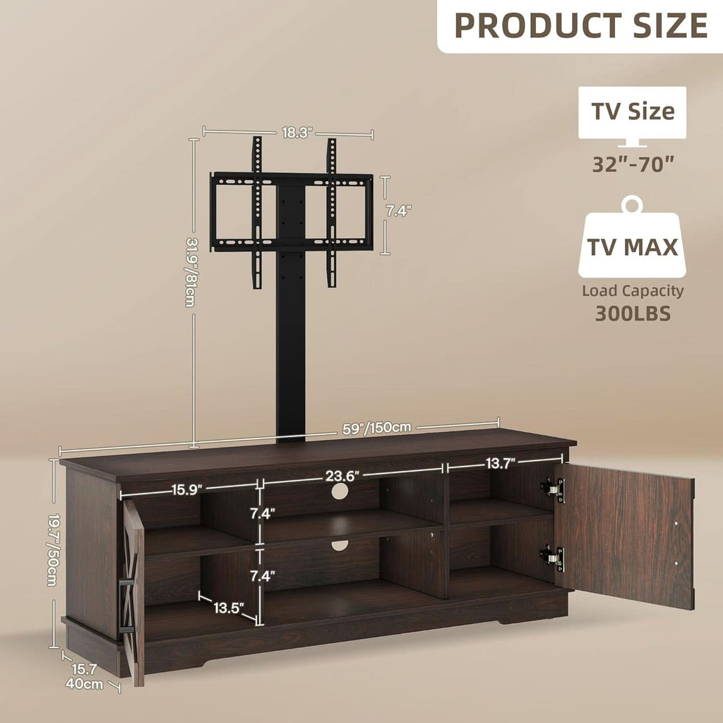 Espresso Farmhouse TV Stand With Adjustable Mounting-1