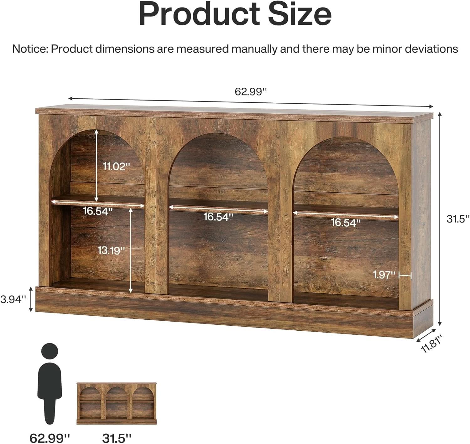 63 Inch Console Table Three Tier Storage for Entryway-1