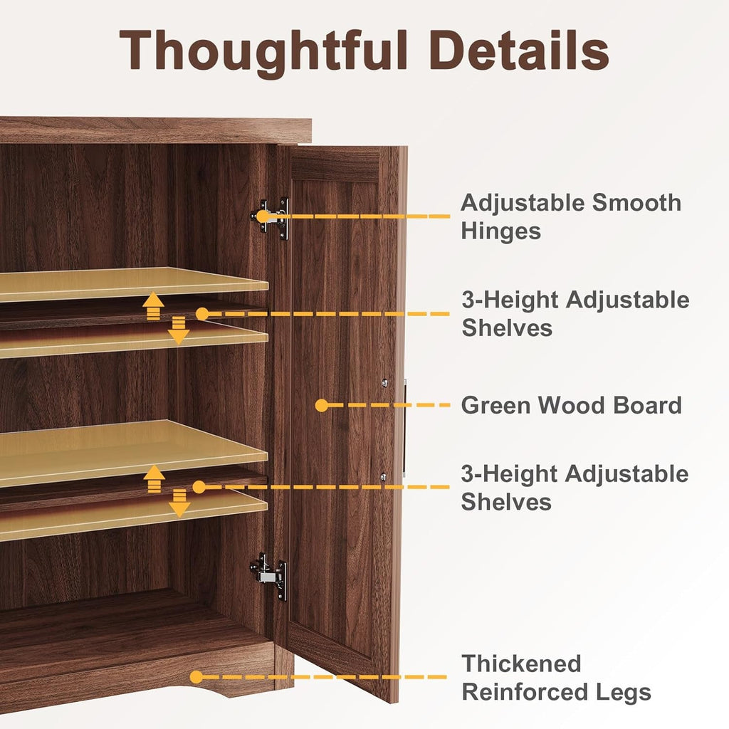 55Inch Walnut Fluted Sideboard Adjustable Storage Unit-3