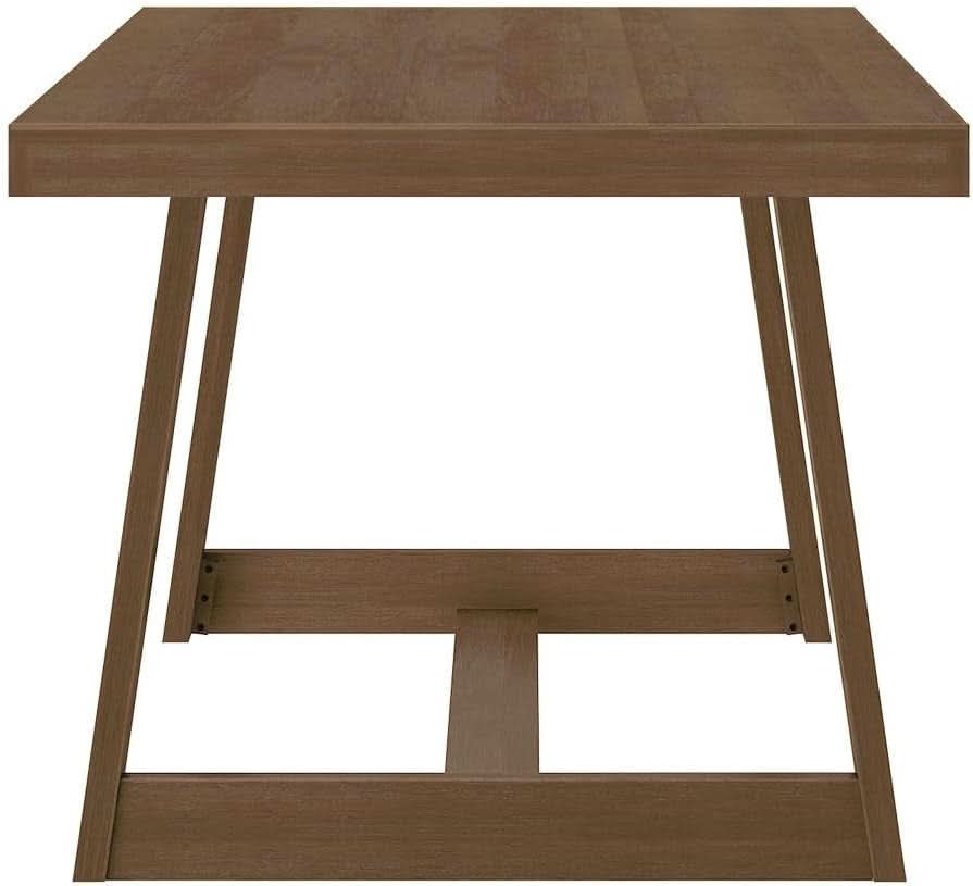 72 Inch Farmhouse Dining Table Solid Wood Rustic Kitchen Table Pecan Wirebrush-4