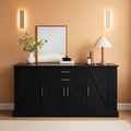 63Inch Charcoal Farmhouse Barn Door Sideboard Cabinet-0