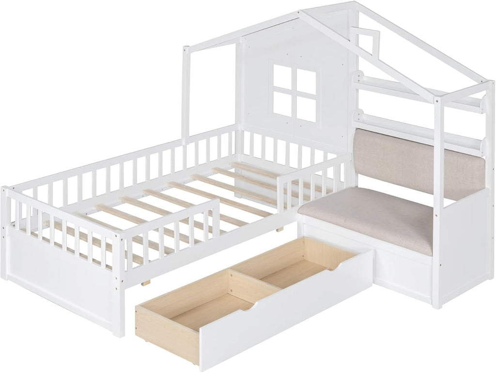 White Kids Twin Montessori Platform Bed Frame Collection