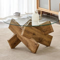 Circular Glass Coffee Table 33 Inch Centerpiece Showcase-0
