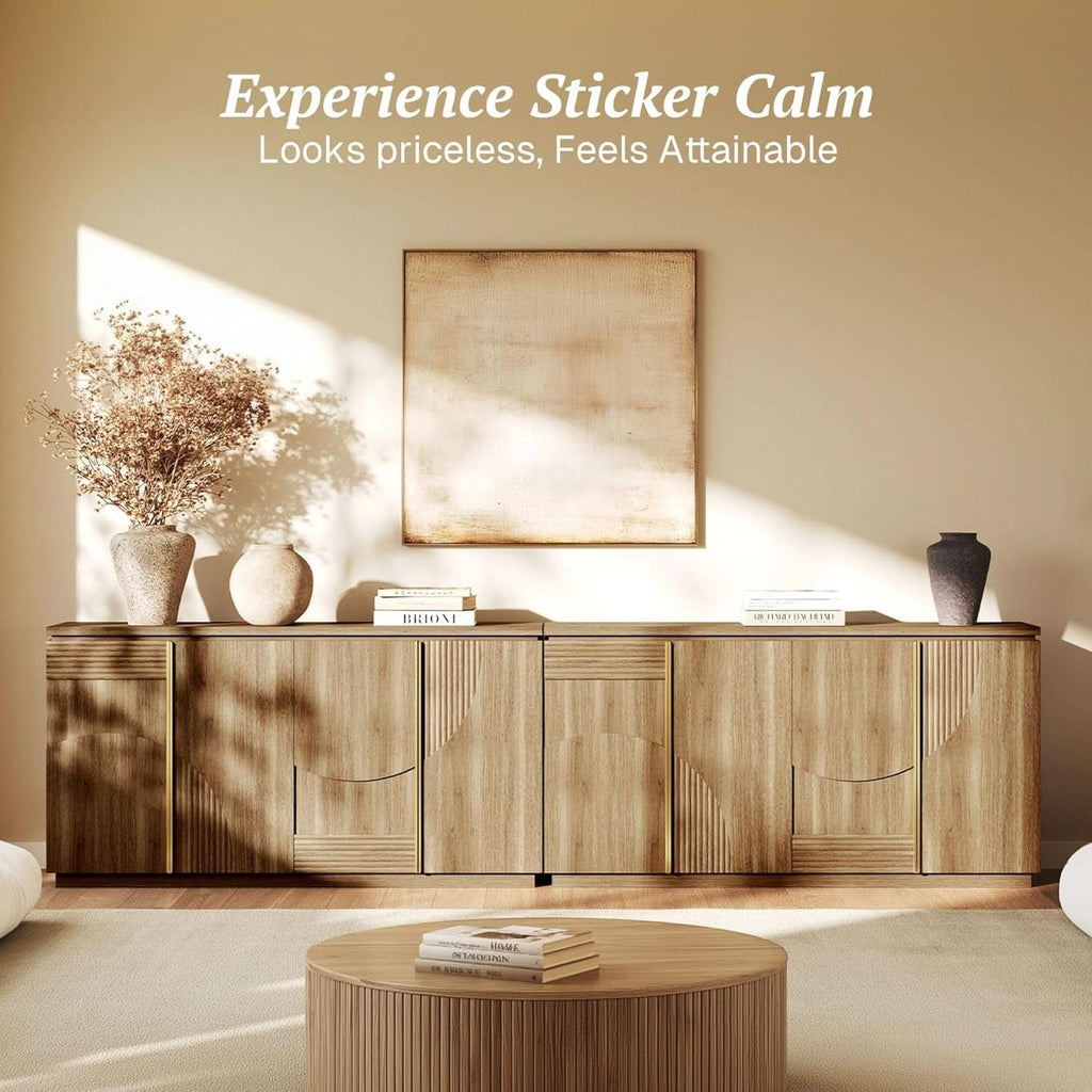 62 Inch Handcrafted Oak Sideboard Cabinet Midcentury-3