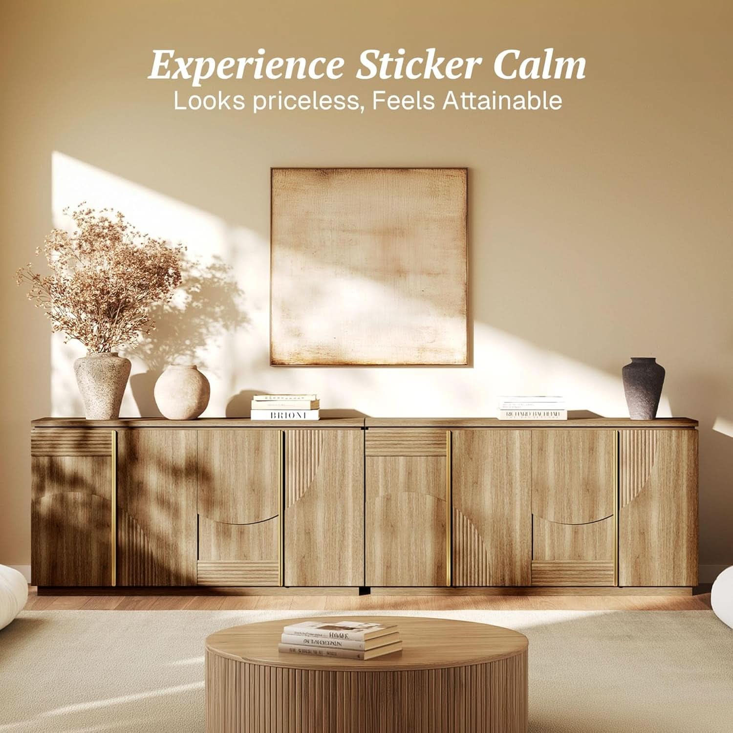 62 Inch Handcrafted Oak Sideboard Cabinet Midcentury-3