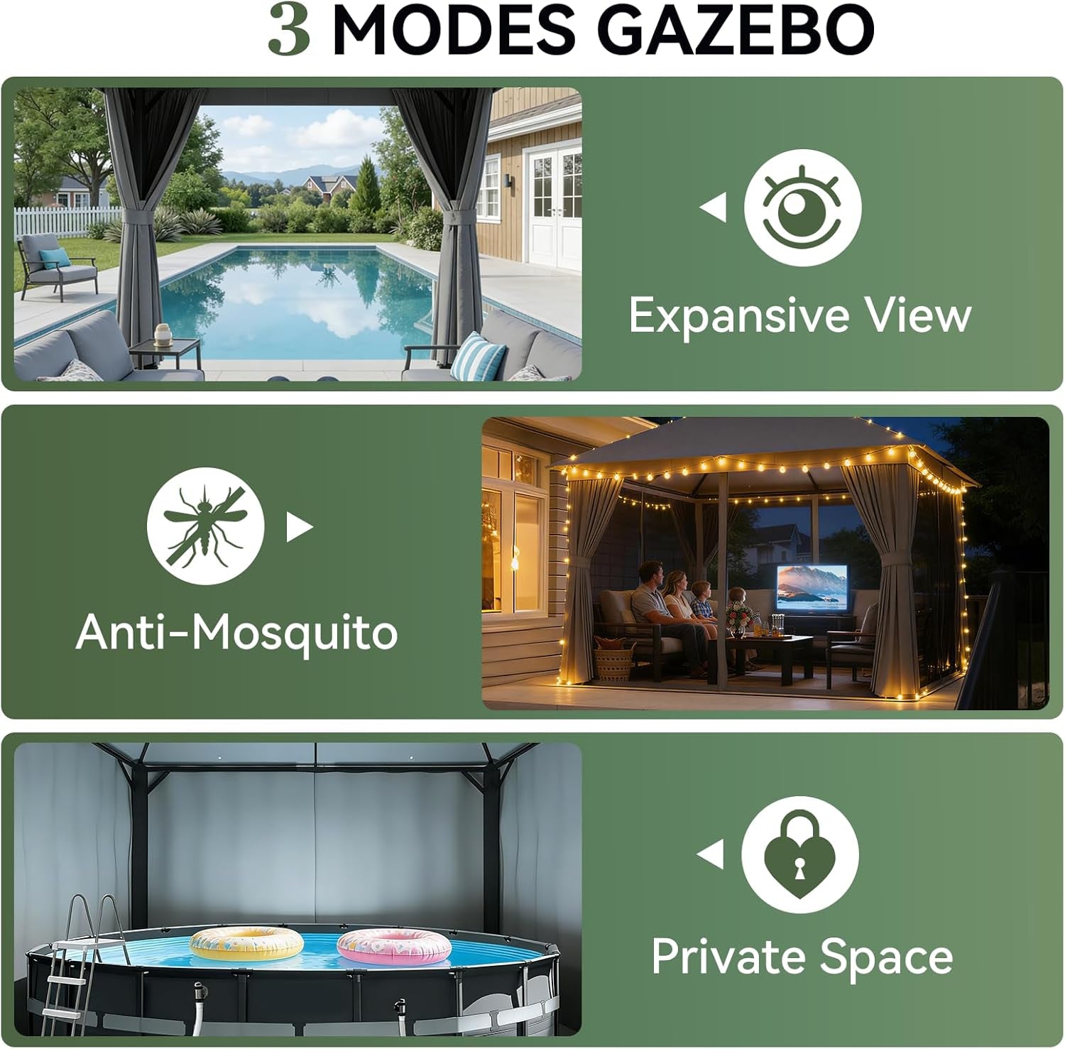 12x10 Outdoor Gazebo Dark Gray Weatherproof UVResistant-4