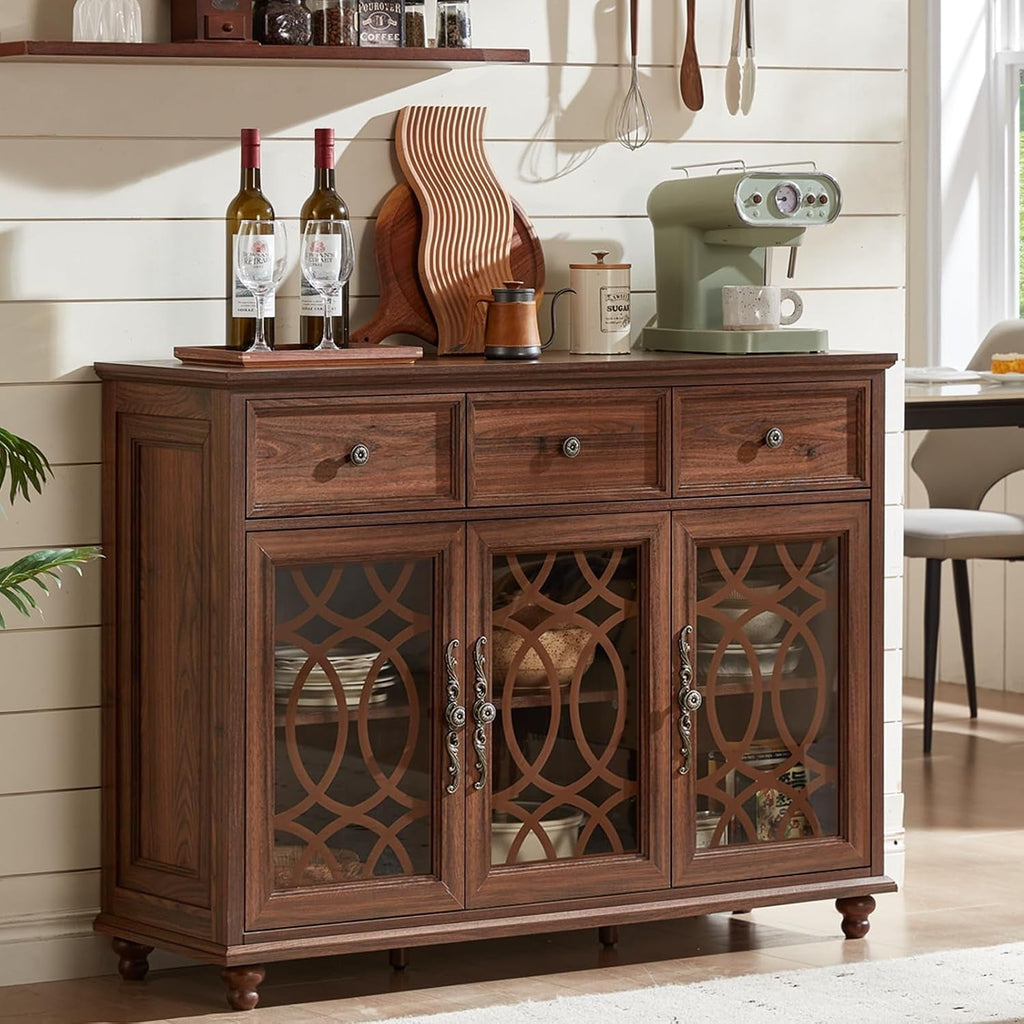 Brown Forty EightInch Farmhouse Sideboard Cabinet Elegant Design