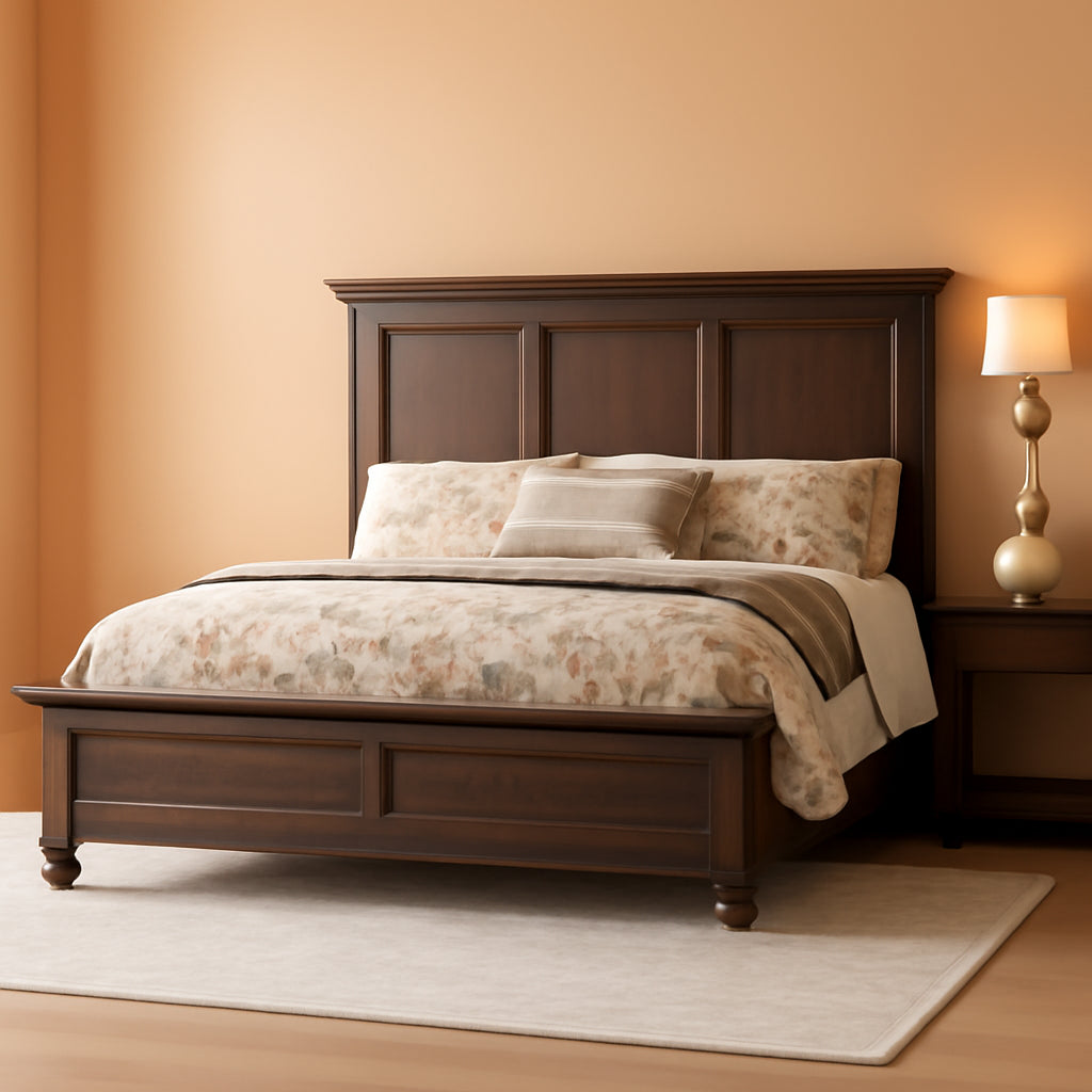 Midcentury Modern DarkPine King Bed Frame Headboard