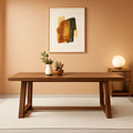 72 Inch Farmhouse Dining Table Solid Wood Rustic Kitchen Table Pecan Wirebrush-0