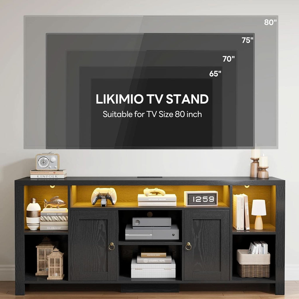 Eighty Inch TV Stand With Integrated LED Entertainment-2