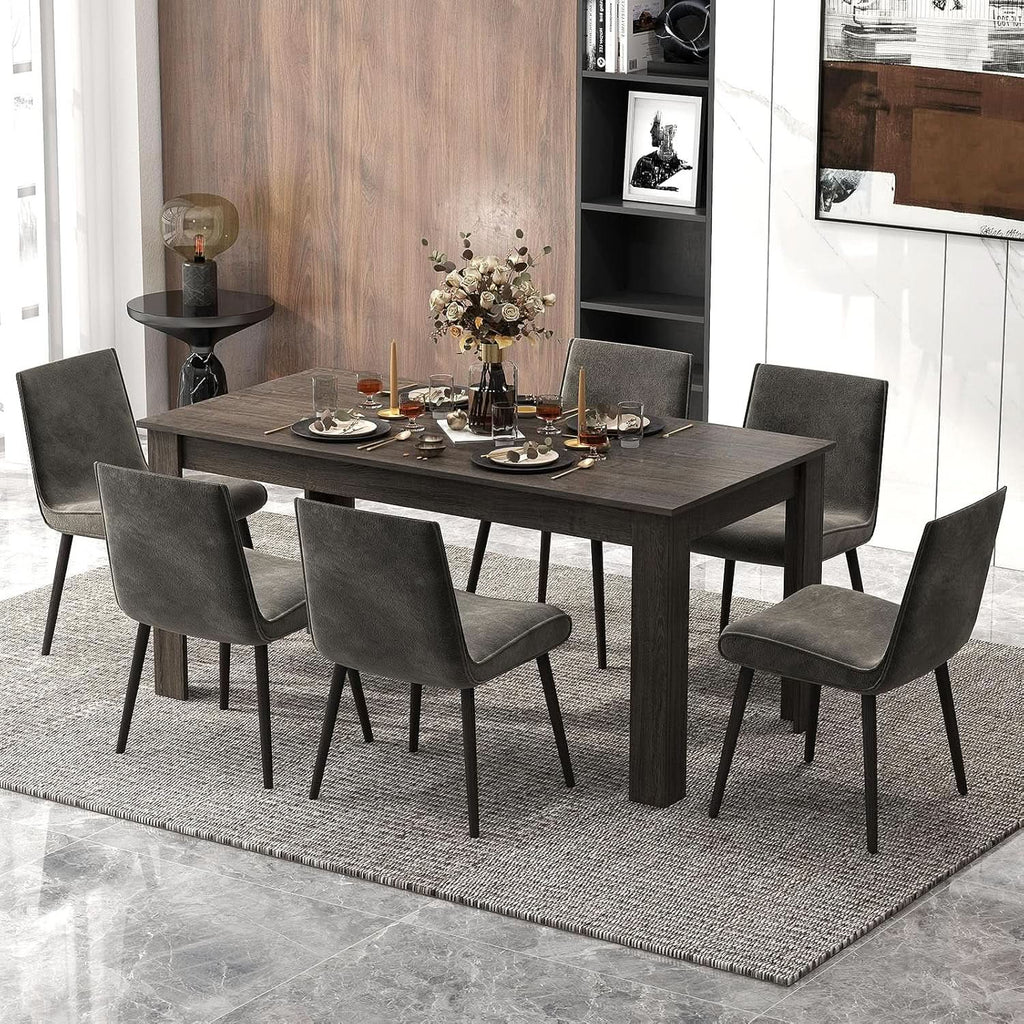 63 Inch Wood Dining Table For 4 To 6 People Grey Ideal For Dining Room-3