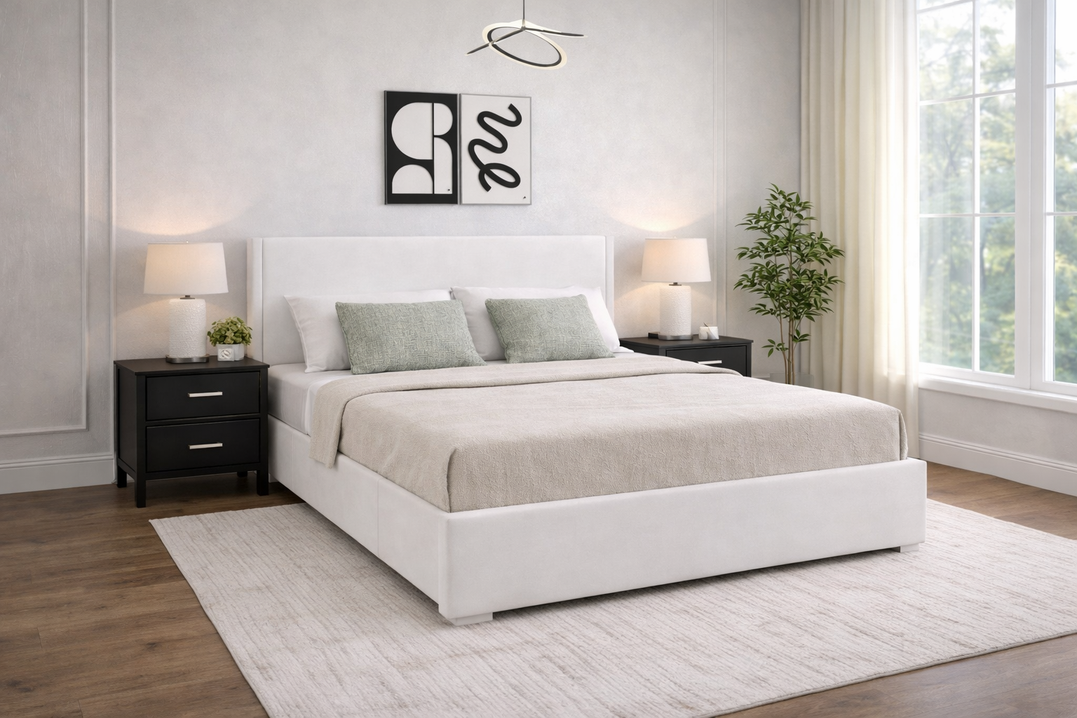 Full Size Upholstered Bed Frame w/ 4 Storage Drawers