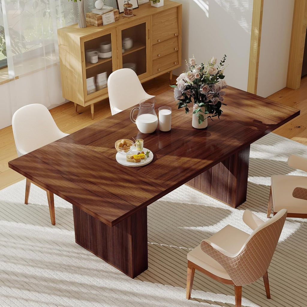78Inch Walnut Rectangular Dining Table Waterproof Finish