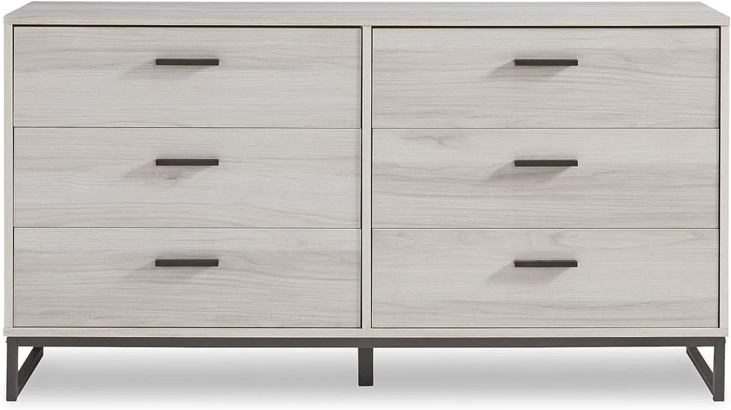Socalle 59 Inch Beige 6 Drawer Dresser Engineered Wood-3