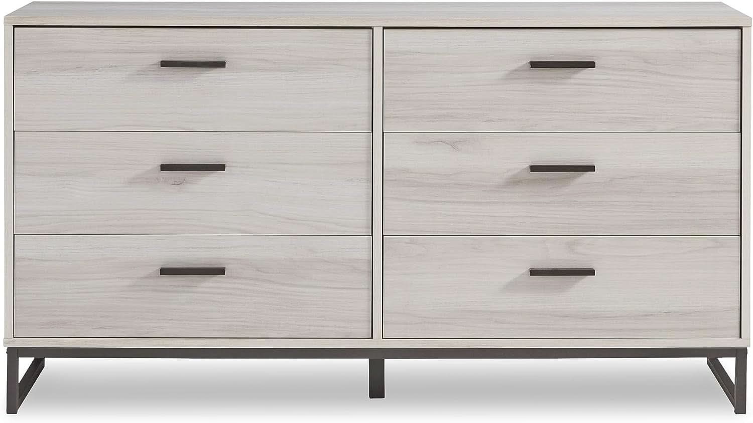 Socalle 59 Inch Beige 6 Drawer Dresser Engineered Wood-3