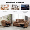 Brown Faux Leather Recliner Sofa Set Luxury Living Room Furniture