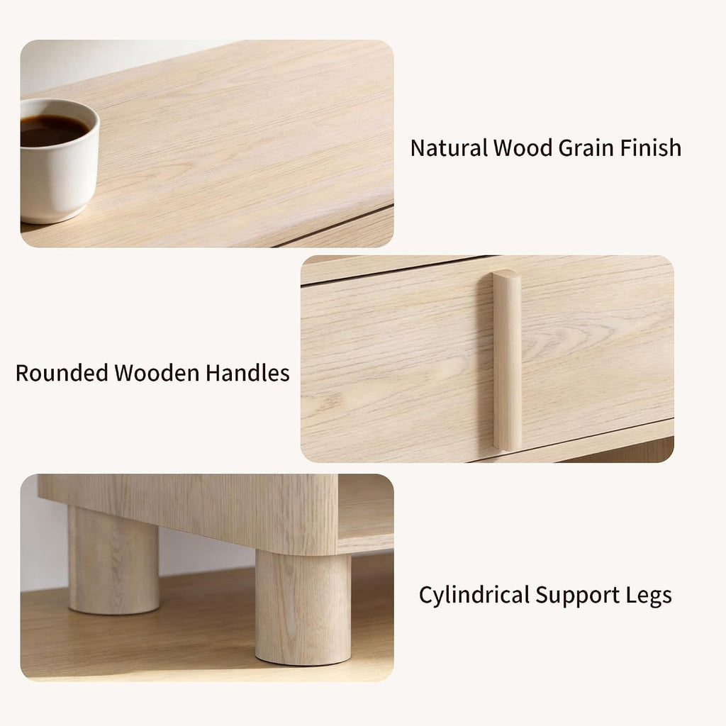 SixtyFiveInch Natural Walnut Sideboard Cabinet Storage Solution
