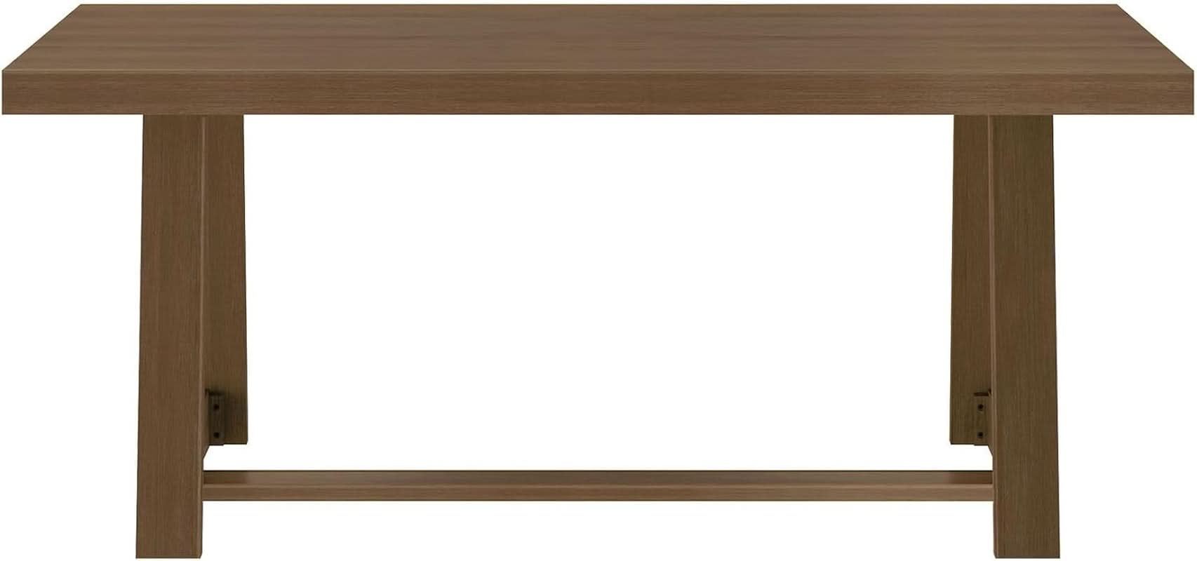 72 Inch Farmhouse Dining Table Solid Wood Rustic Kitchen Table Pecan Wirebrush-3