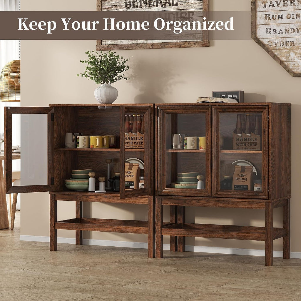 Large Handcrafted Sideboard Cabinet With Clear Glass-4