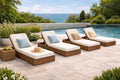 acacia wood lounge with cushions
