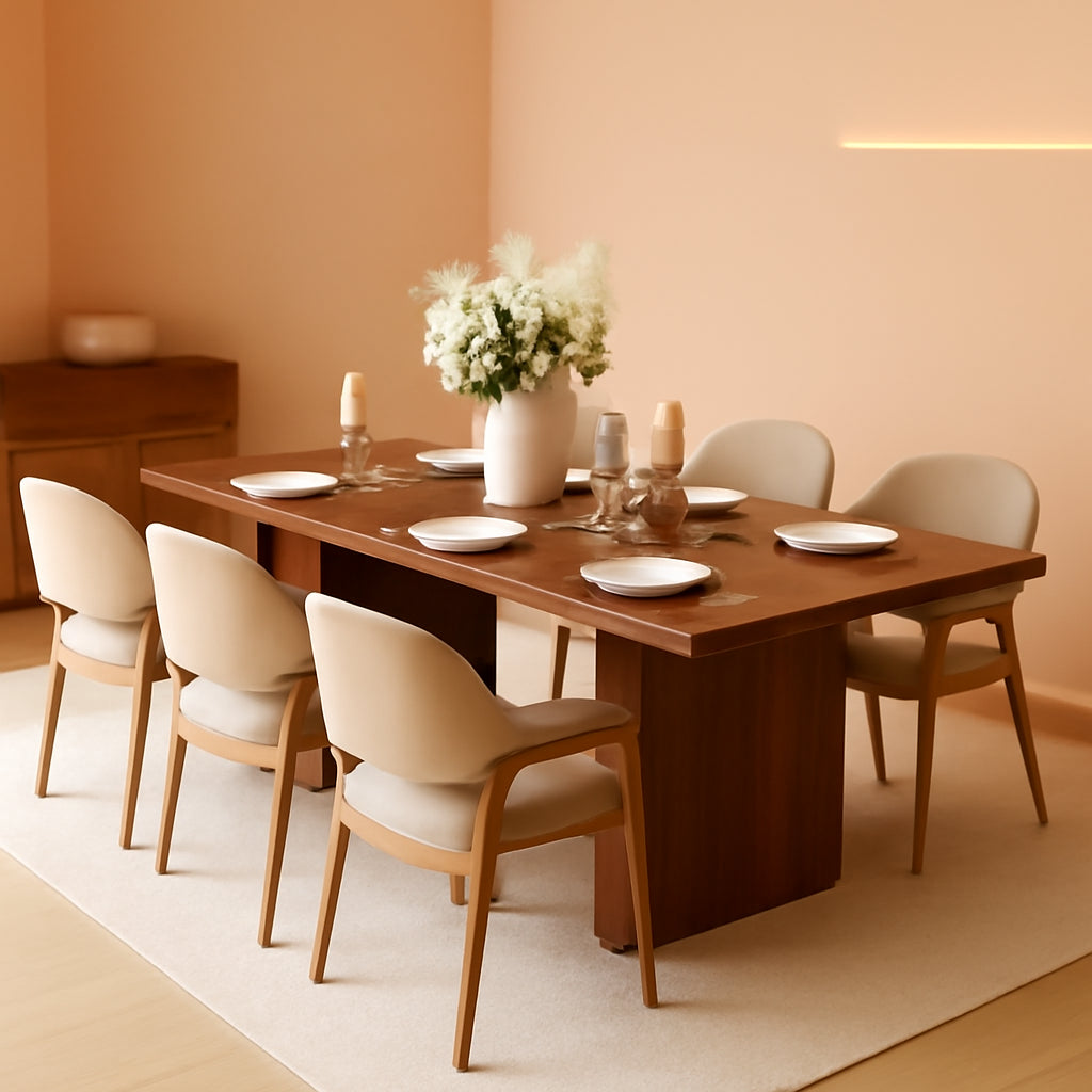 78Inch Walnut Rectangular Dining Table Waterproof Finish
