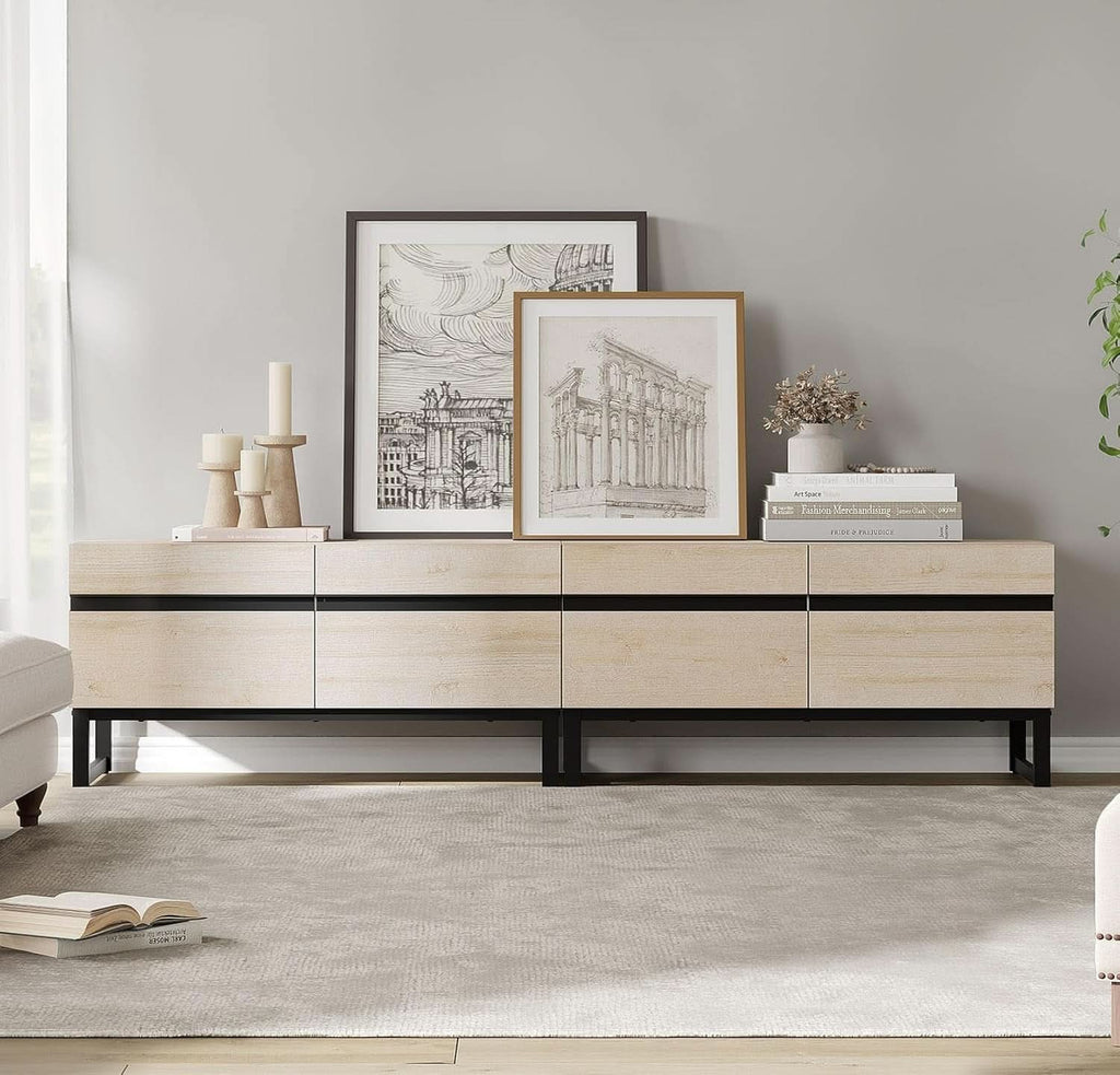 Light Oak Contemporary Entertainment TV Stand 75 Inch-2