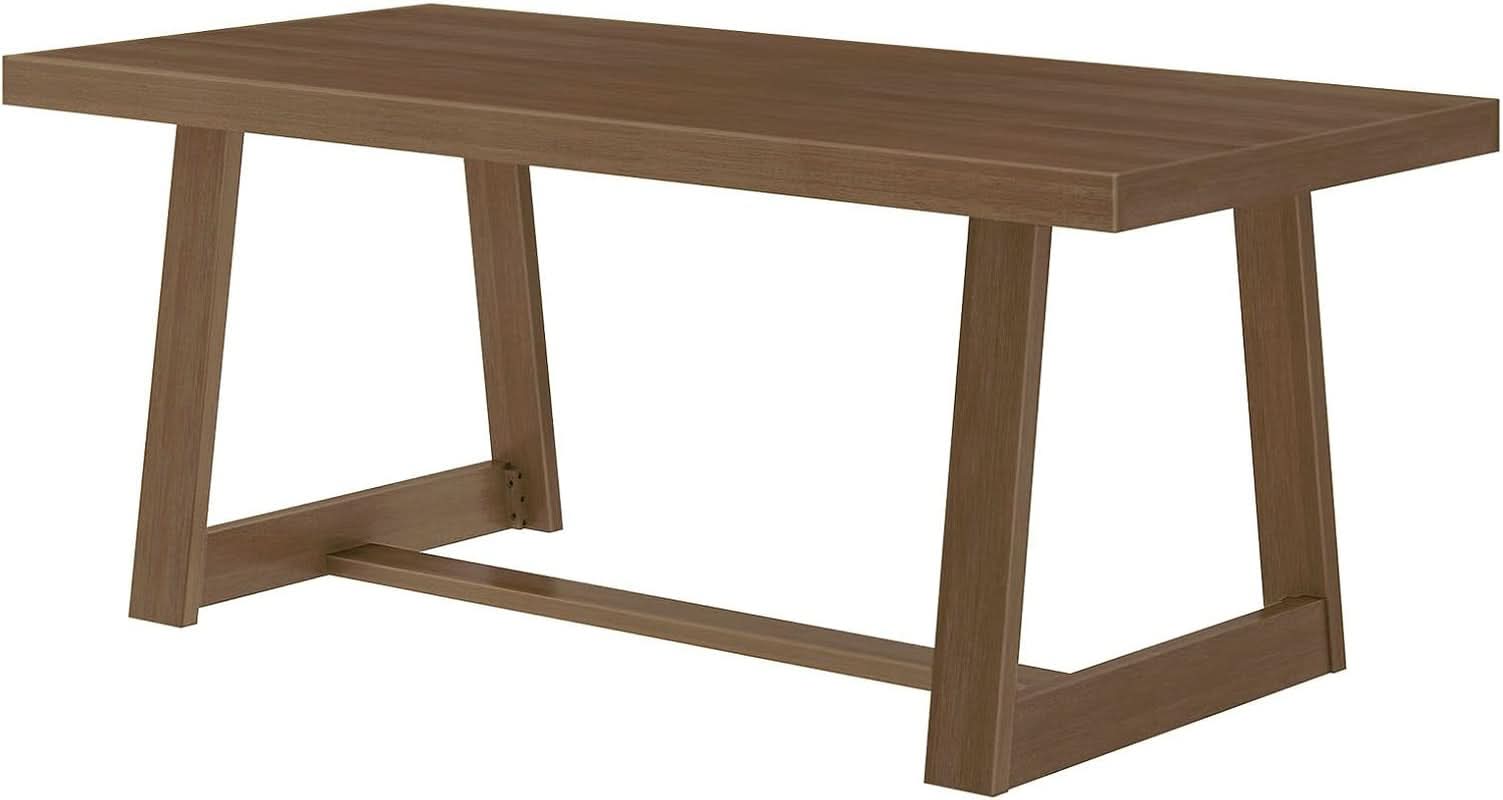 72 Inch Farmhouse Dining Table Solid Wood Rustic Kitchen Table Pecan Wirebrush-2