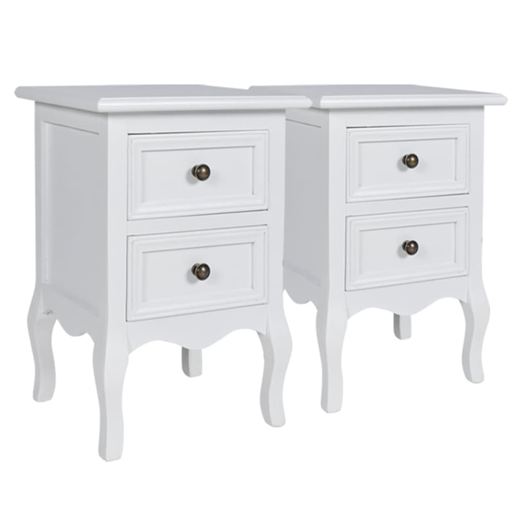 NNEVL Nightstands 2 pcs with 2 Drawers MDF White-1