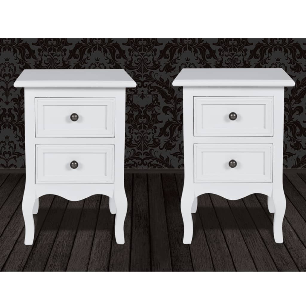 NNEVL Nightstands 2 pcs with 2 Drawers MDF White-2