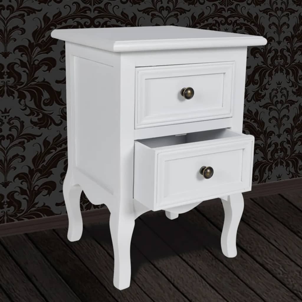 NNEVL Nightstands 2 pcs with 2 Drawers MDF White-4