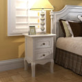 NNEVL Nightstands 2 pcs with 2 Drawers MDF White-0