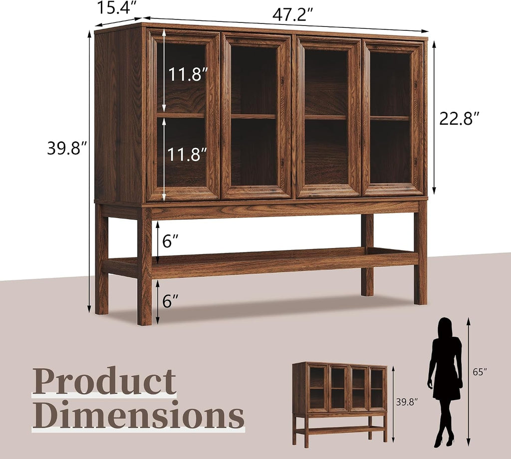 Large Handcrafted Sideboard Cabinet With Clear Glass-1