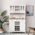White Kitchen Hutch Sideboard With Built In Wine Rack-1