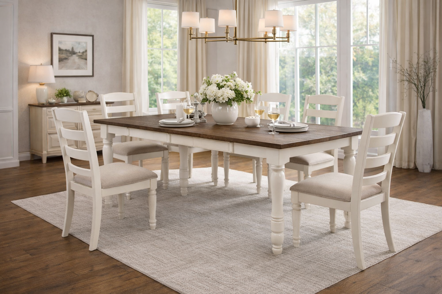 Farmhouse Extendable Solid Wood Dining Table – Seats 6–8