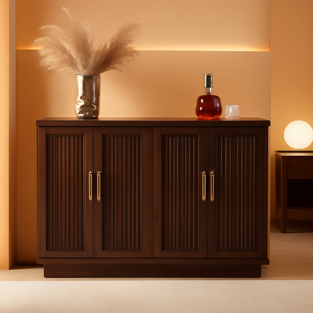 Walnut Sideboard Buffet Cabinet Adjustable Shelves-0