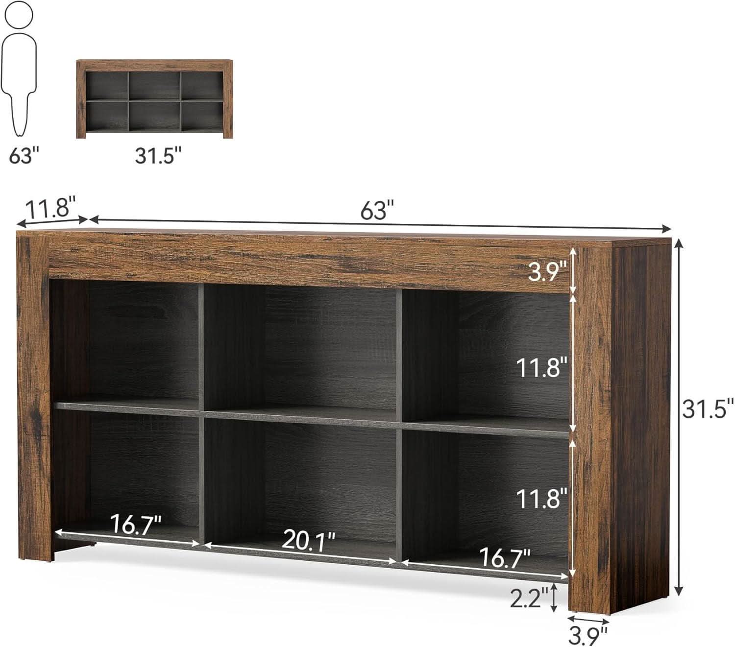 63-Inch Rustic Farmhouse Console Table With Storage-2