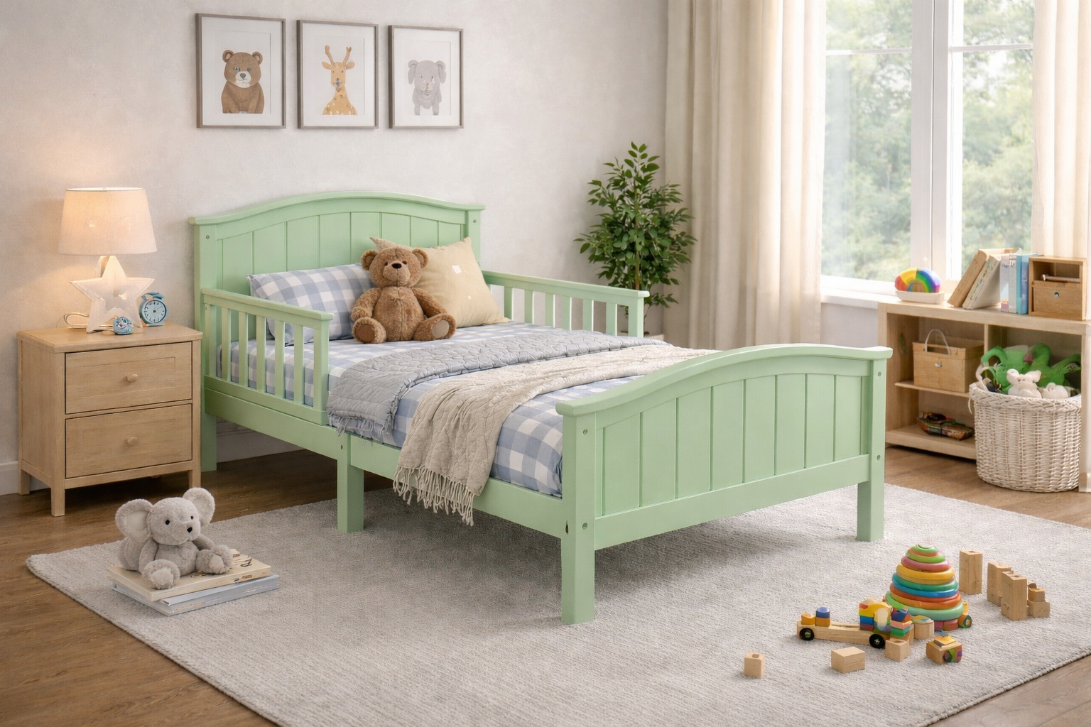 Kids Toddler Bed w/ Safety Rails