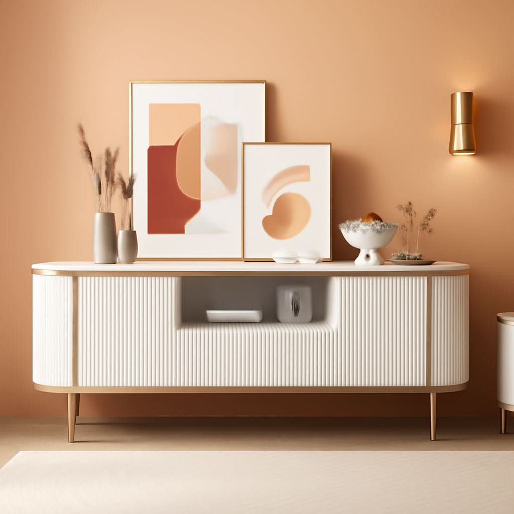 White 70 Inch TV Stand ModernLuxury Entertainment Center-0